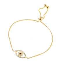 Load image into Gallery viewer, Sterling Silver Gold Plated CZ Evil Eye Tassel Bracelet
