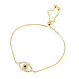 Sterling Silver Gold Plated CZ Evil Eye Tassel Bracelet