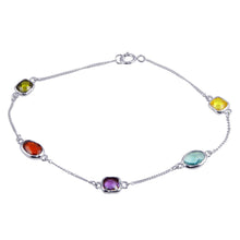 Load image into Gallery viewer, Sterling Silver Rhodium Plated Multi Color CZ Stone Bracelet