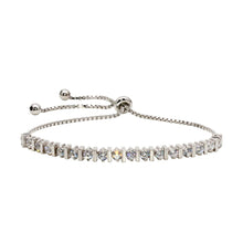Load image into Gallery viewer, Sterling Silver Rhodium Plated CZ Lariat Bracelet