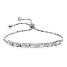 Load image into Gallery viewer, Sterling Silver Rhodium Plated CZ Stone Lariat Bracelet