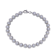 Load image into Gallery viewer, Sterling Silver Rhodium Plated Flower Clear CZ Bracelet