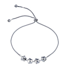 Load image into Gallery viewer, Sterling Silver Rhodium Plated Star Link Adjustable CZ Bracelet
