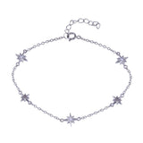 Sterling Silver Rhodium Plated Northstar Clear CZ Adjustable Bracelet