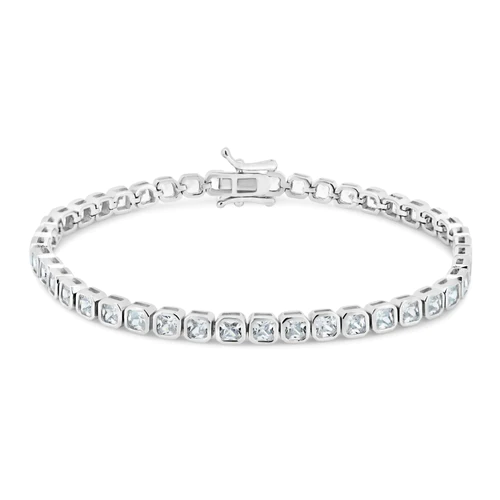 Sterling Silver Rhodium Plated Square CZ Tennis Bracelet