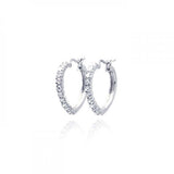 Sterling Silver Rhodium Plated Half Eternity Shape  Hoop Earrings With CZ Stones