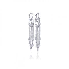 Sterling Silver Rhodium Plated Chandelier Ladies Jewelry Earrings