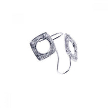 Load image into Gallery viewer, Sterling Silver Stylish Open Square Shaped Design Embedded with Clear Czs Dangle Hook Stud Earring