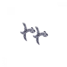 Load image into Gallery viewer, Sterling Silver Classic Paved Curved X Design Stud Earring