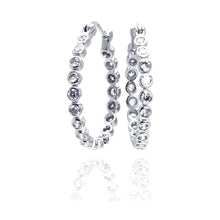Load image into Gallery viewer, Sterling Silver Nickel Free Rhodium Plated Round Shape Small Bubble Hoop Earrings With CZ Stones