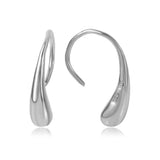 Sterling Silver Fancy Solid Teardrop Design Inlaid with Clear Cz Dangle Hook EarringAnd Earring Thickness of 5.6MM