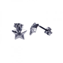 Load image into Gallery viewer, Sterling Silver Trendy Star Design with Centered Clear Cz Stud Earring