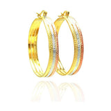 Sterling Silver Nickel Free GoldAnd Silver And Bronze Rhodium Plated  CZ Hoop Earring