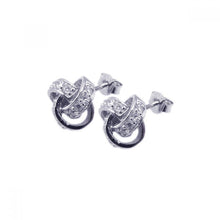 Load image into Gallery viewer, Sterling Silver Rhodium Plated Multiple Round Circle  Post Earring With CZ Stones