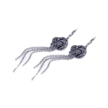 Load image into Gallery viewer, Sterling Silver Oxidized Rhodium Plated Dragon Claw Design with Multi Strands Dangle Leverback Earring