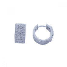 Load image into Gallery viewer, Sterling Silver Nickel Free Rhodium Plated Round Filigree CZ Hoop Earring