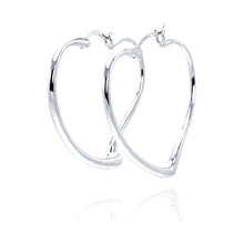 Load image into Gallery viewer, Sterling Silver Nickel Free Rhodium Plated Heart Shape Plain Hoop Earrings