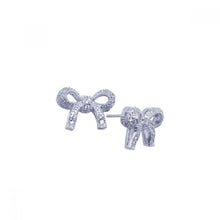 Load image into Gallery viewer, Sterling Silver Trendy Bow Tie Ribbon Design Inlaid with Micro Paved Clear Czs Stud Earring