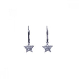 Sterling Slver Fancy Star Cluster Clear Czs Leverback Earring