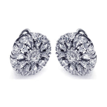 Load image into Gallery viewer, Sterling Silver Fancy Flower Cluster Clear Cz Design Clip-On Earring