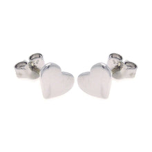 Load image into Gallery viewer, Sterling Silver Nickel Free Rhodium Plated Heart Shaped Stud Earrings