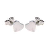 Sterling Silver Nickel Free Rhodium Plated Heart Shaped Stud Earrings