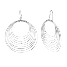 Load image into Gallery viewer, High Polished Sterling Silver Stylish Multi Wire Round Shaped Earrings with Earring Dimensions of 61MMx55MM