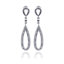 Load image into Gallery viewer, Sterling Silver Elegant Micro Paved Teardrop Design Dangle Stud Earring
