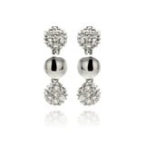 Sterling Silver Fancy Three Disc with Micro Paved Clear Czs Dangle Stud EarringAnd Earring Dimensions of 19.05MMx5.8MM