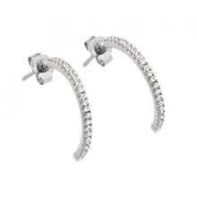 Load image into Gallery viewer, Sterling Silver Nickel Free Rhodium Plated Crescent CZ Stud Earrings