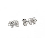 A Plain Sterling Silver Elephant Design Earring Embedded with Clear Cz Stones. Earring Dimensions of 5.7MM x 8.5MM