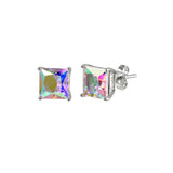 Sterling Silver Rhodium Plated ABL CZ Basket Set Studs