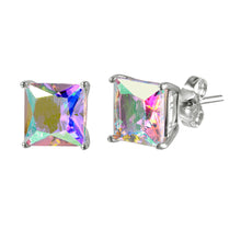 Load image into Gallery viewer, Sterling Silver Rhodium Plated ABL CZ Basket Set Studs
