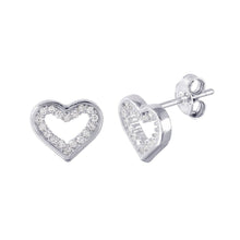 Load image into Gallery viewer, Sterling Silver Rhodium Plated Open Heart Shaped Earrings