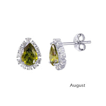 Load image into Gallery viewer, Sterling Silver Rhodium Plated Teardrop Clear CZ Paved Halo Earrings