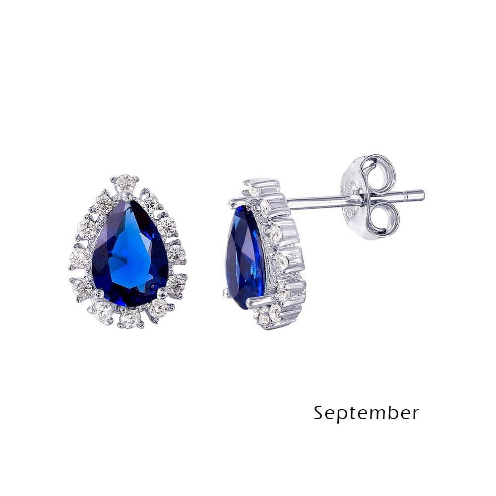 Sterling Silver Rhodium Plated Teardrop Clear CZ Paved Halo Earrings
