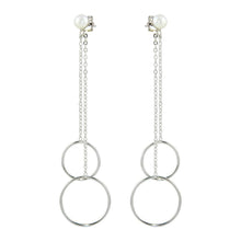 Load image into Gallery viewer, Sterling Silver Rhodium Plated Hoop Shape Dangling Earrings