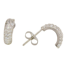 Load image into Gallery viewer, Sterling Silver Rhodium Plated Semi Huggie Earrings