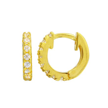 Load image into Gallery viewer, Sterling Silver Gold Plated CZ Huggie Earrings