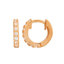 Load image into Gallery viewer, Sterling Silver Rose Gold Plated CZ Huggie Earrings