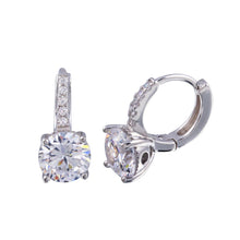 Load image into Gallery viewer, Sterling Silver Rhodium Plated Round CZ Huggie Earrings