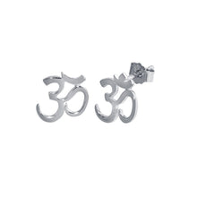 Load image into Gallery viewer, Sterling Silver Rhodium Plated Om Aum Stud Earrings