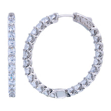 Load image into Gallery viewer, Sterling Silver Rhodium Plated Inside Out CZ Hoop Vault Lock Earrings