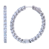 Sterling Silver Rhodium Plated Inside Out CZ Hoop Vault Lock Earrings
