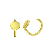 Load image into Gallery viewer, Sterling Silver Gold Plated Disc Semi-Hoop Earrings