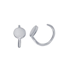 Load image into Gallery viewer, Sterling Silver Rhodium Plated Disc Semi-Hoop Earrings