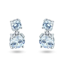 Load image into Gallery viewer, Sterling Silver Rhodium Plated Dangling Round CZ Earrings