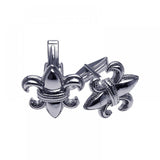 Men\'s Sterling Silver Rhodium Plated Fleur De Lis Crest Cufflinks