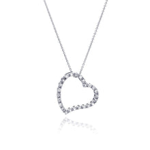 Load image into Gallery viewer, Sterling Silver Clear CZ Rhodium Plated Heart Design Pendant Necklace