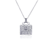 Load image into Gallery viewer, Sterling Silver Necklace with Fashion Purse Inlaid with Clear Czs Pendant